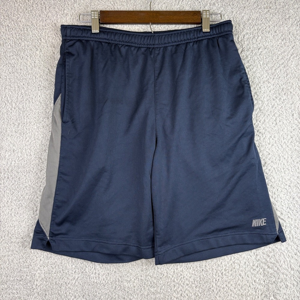 Vintage Nike Shorts Mens Large Blue Mesh Athletic Training Basketball Gym Y2K
